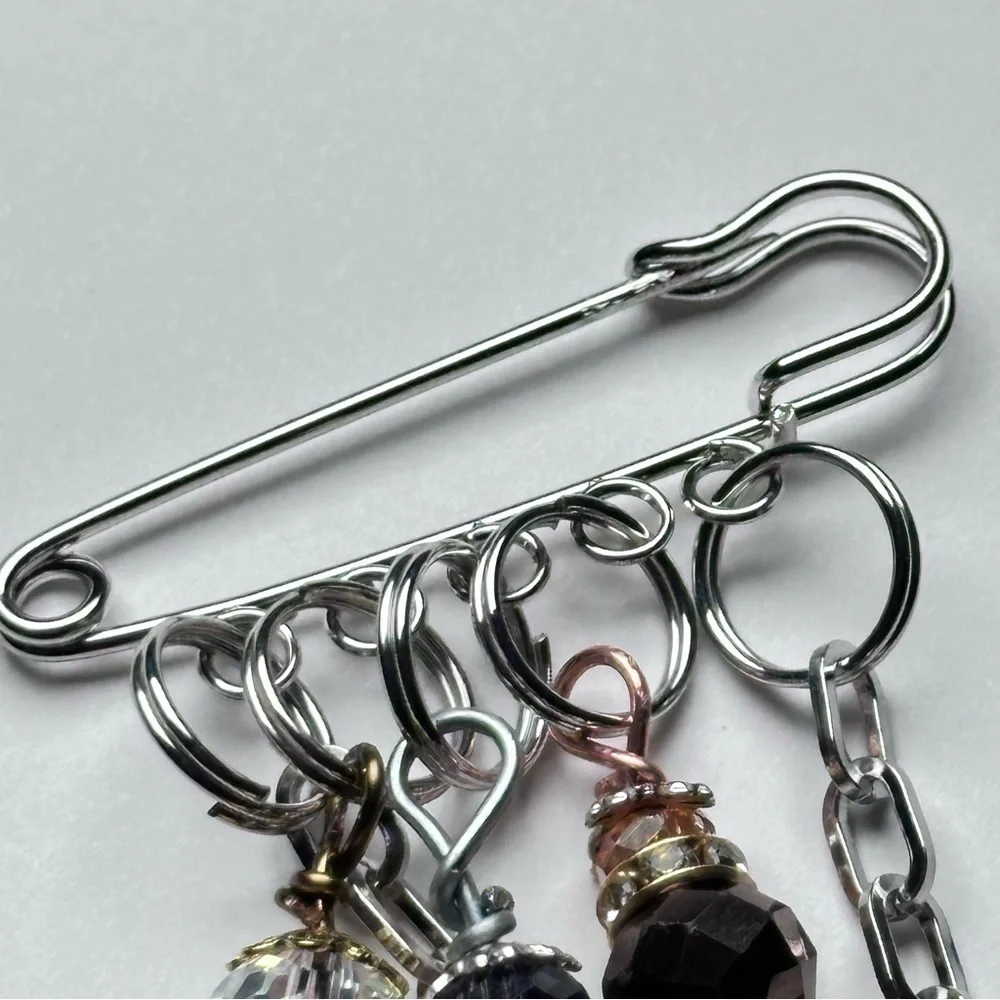 Brooch | Hand Crafted | Glass Beaded |  Pin Artisan Multicolor Wire-Wrapped OOAK